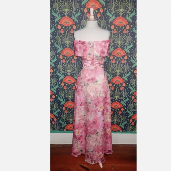 Xscape Pink Floral Off The Shoulder Formal Ball Gown Dress Nwt - Picture 7 of 7